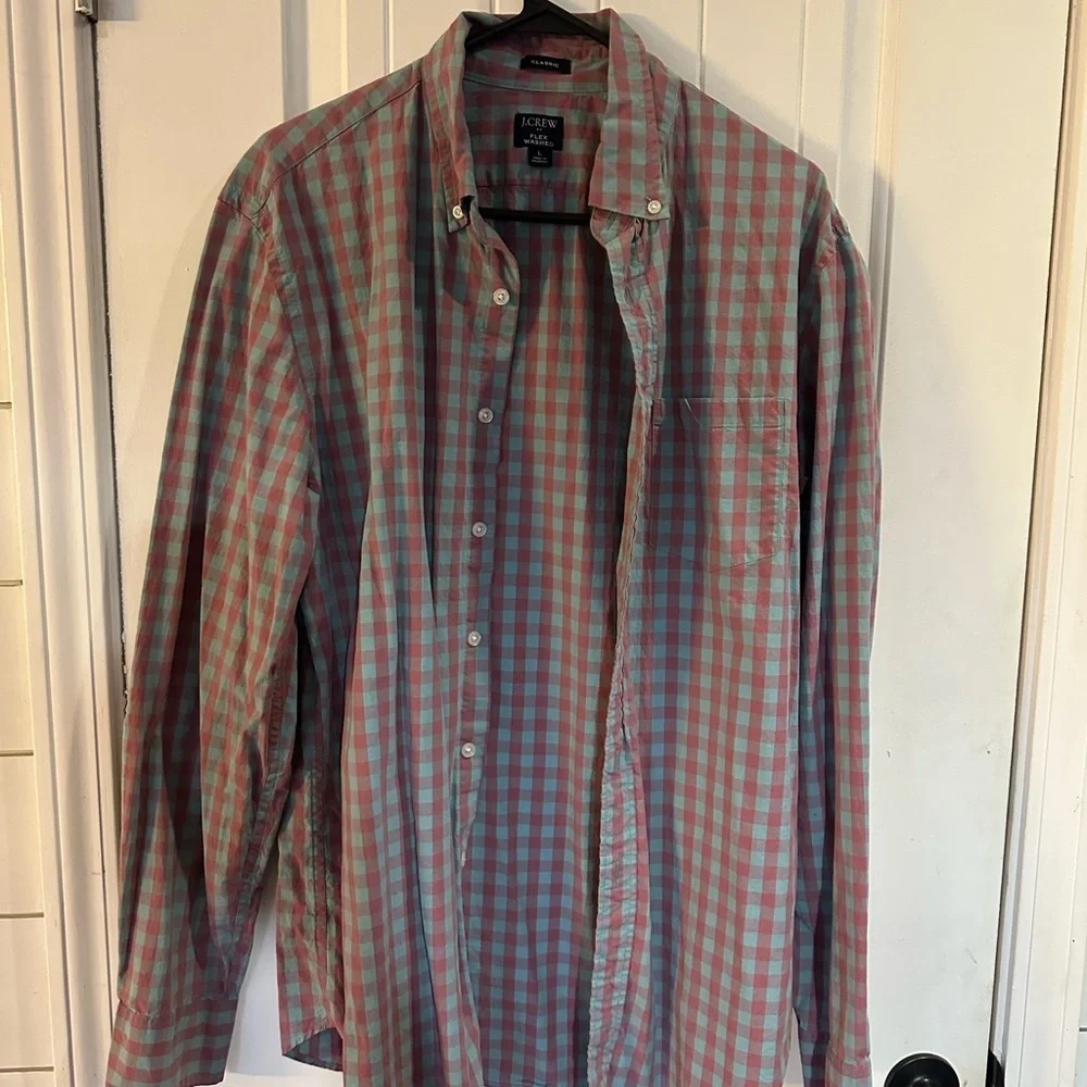 J. Crew Men's Plaid Shirt - Red and Green